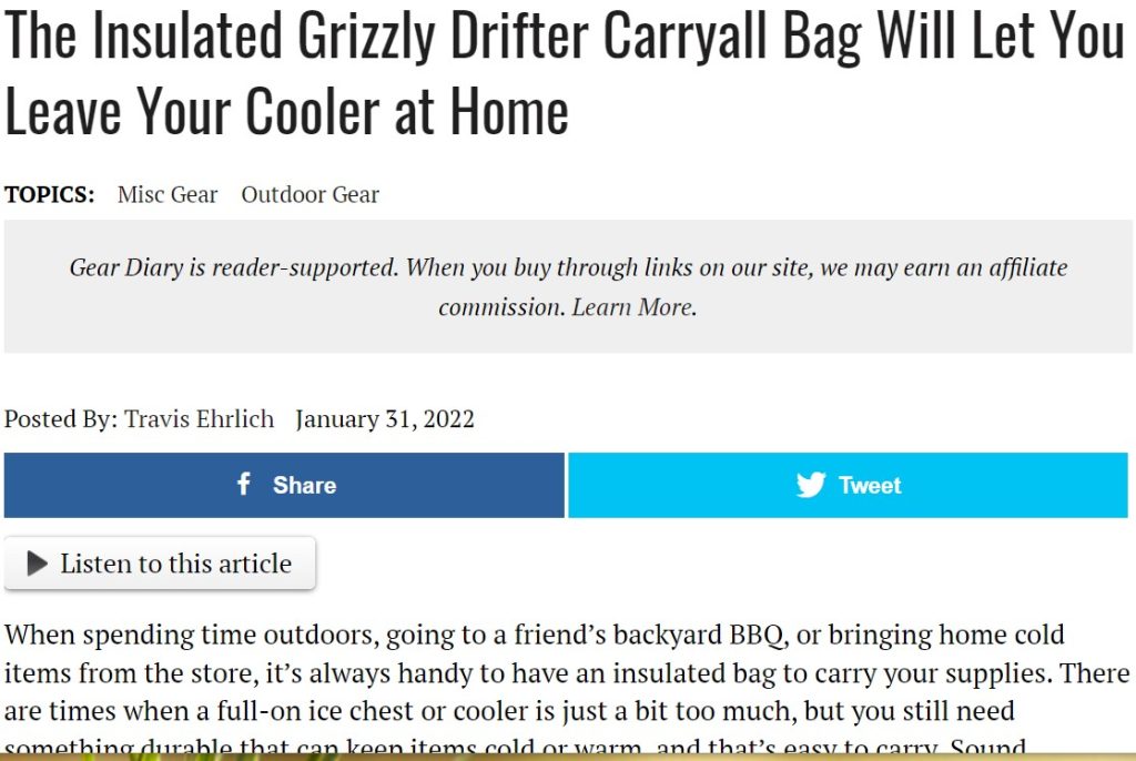 Image of post about Grizzly Drifter Tote