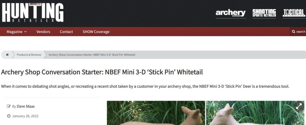 Article in Hunting Retailer Magazine