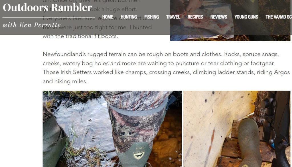 Irish Setter Boots in article about moose hunting